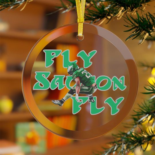 Discover Saquon Barkley Christmas glass Ornament | Fly Saquon Fly Ornament