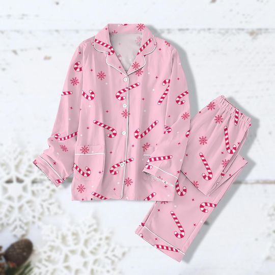 Discover Christmas Candy Cane Pajama Shirt, Christmas Candy Pajama, Holiday Women
