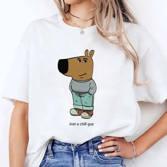 Discover Just A Chill Guy Meme T Shirt, meme Shirt, Viral Dog Cartoon Shirt