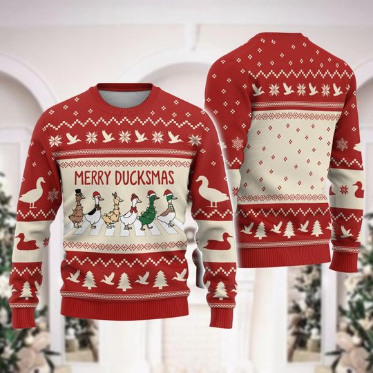Discover Merry Duckmas Ugly Christmas Sweater, Duck Christmas Sweatshirt