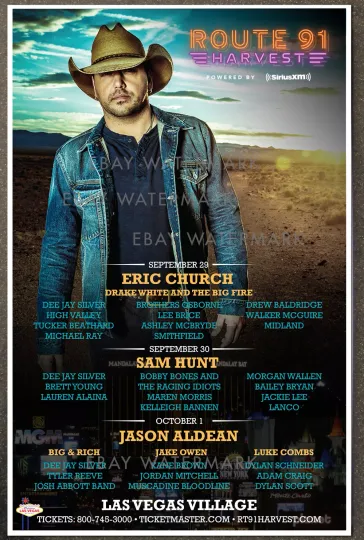 Discover Jason Aldean Route 91 Harvest concert poster 2017 Vegas
