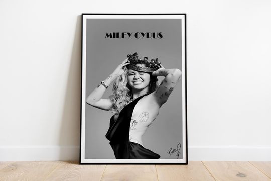 Discover Miley Cyrus Black and White Poster Print - Artist Wall Art