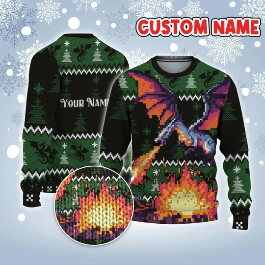 Discover Custom Christmas Funny Super Cool Dragon Ugly Sweater