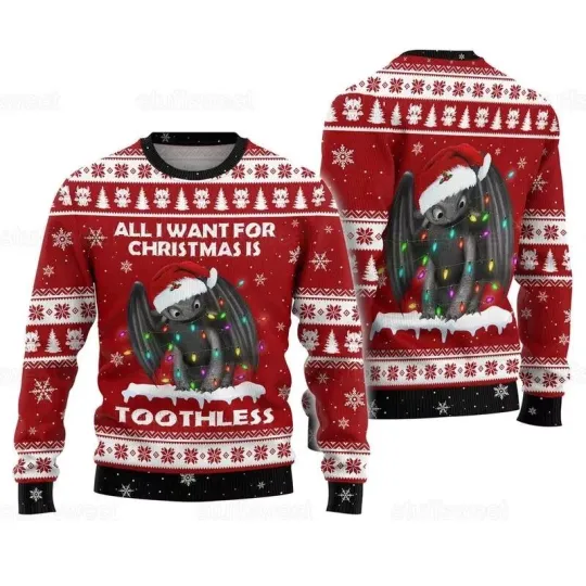 Discover Toothless How To Train Your Dragon Ugly Christmas Sweater, Top Christmas gift