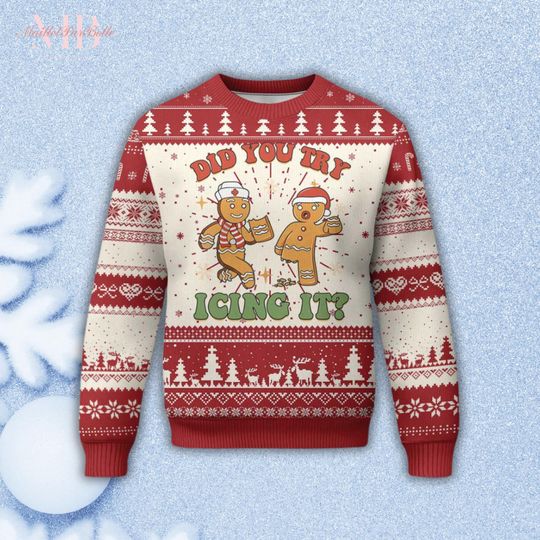 Discover Funny Gingerbread Christmas Ugly Sweater, Did You Try Icing It Sweater