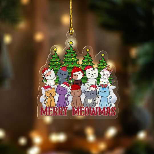 Discover Merry Meowmas Cat Christmas Ornament, Christmas Ornament