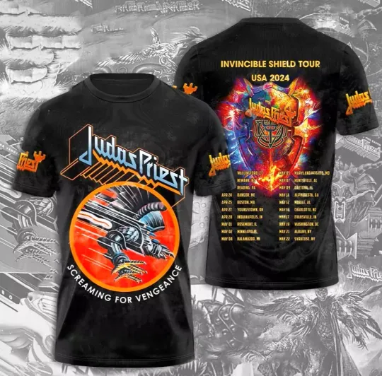 Discover Judas Priest Invincible Shield 2024 Tour Shirt,Judas Priest 3D T-Shirt