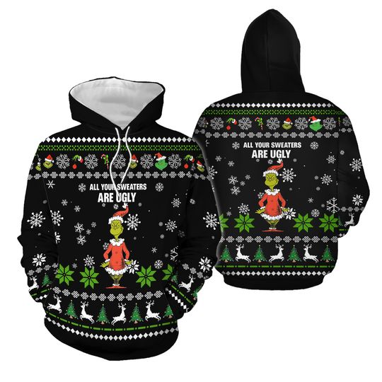 Discover All Your Sweaters Are Ugly Christmas 3D Hoodie, Funny character Christmas 3D Hoodie