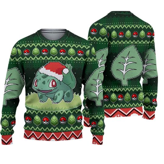 Discover Christmas Bulbasaur Sweater, PKM Bulbasaur Sweater