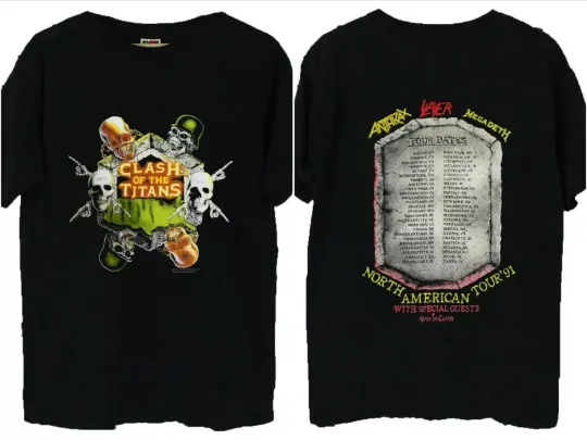 Discover VINTAGE CONCERT T SHIRT CLASH OF THE TITANS TOUR 1991 ANTHRAX SLAYER ROCK