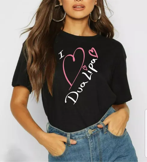Discover Dua Lipa t shirts T-Shirt I Love Dua Lipa Fashion Concert 2024 UK Pop Music RNB