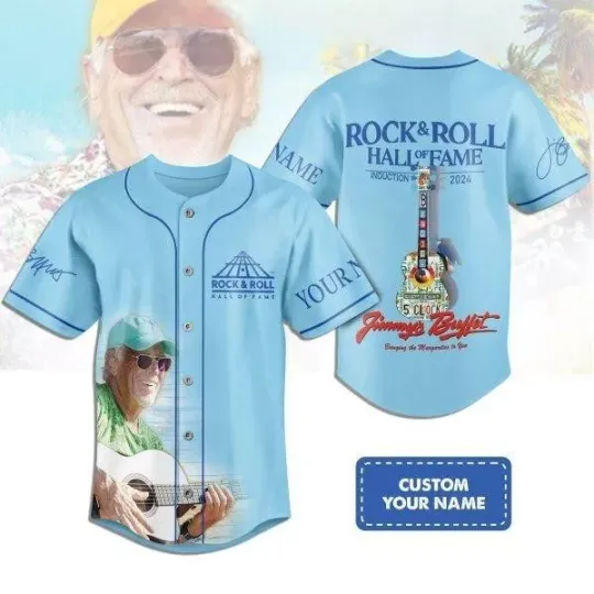 Discover Jimmy Buffett Introduction Of Rock And Roll 2024 Personalized Baseball Jersey