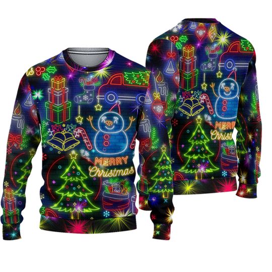 Discover Funny Christmas Bright Neon Lighting Ugly Christmas Sweater