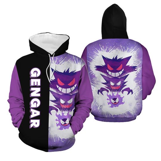 Discover Gengar 3D Hoodie - Cute Anime Apparel Gift
