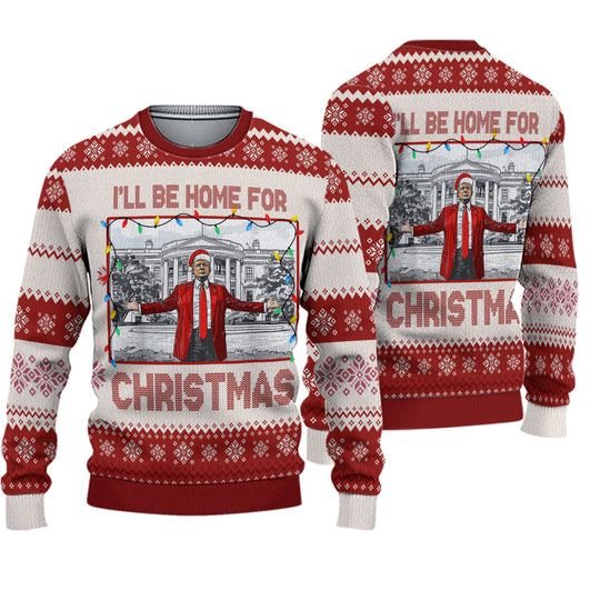 Discover Trump Daddy Home Ugly Christmas Sweater, MAGA 2024 Ugly Sweater