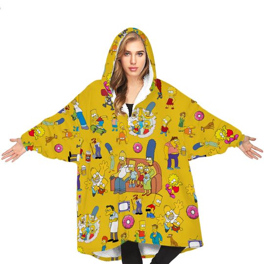 Discover The Simpson Sherpa Blanket Hoodie Oversize, Funny Simpson Blanket Hoodie