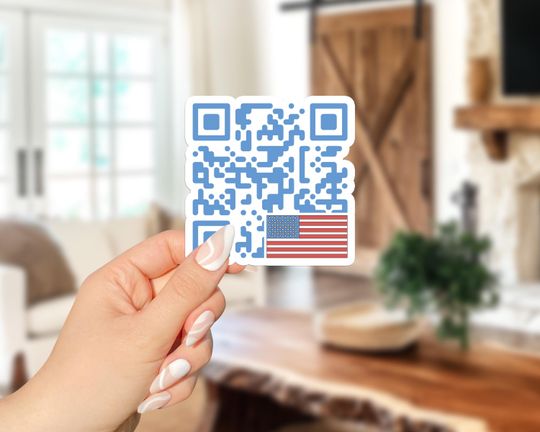 Discover Flag Trump Dance QR Code Sticker Indoor Outdoor Vinyl Sticker