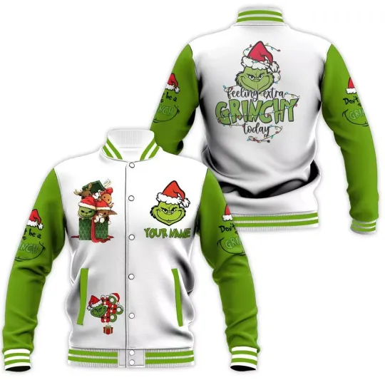 Discover Christmas Grinmas Baseball Jacket