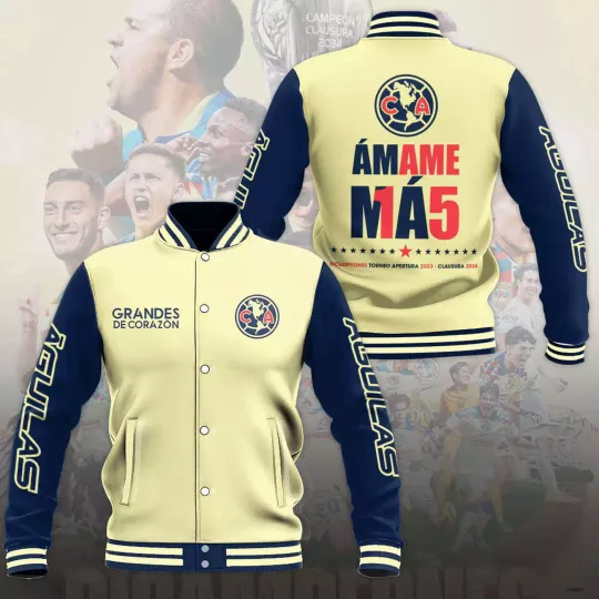 Discover Club América Liga MX Baseball Jacket For Fan Unisex Soccer Jacket Christmas Gift