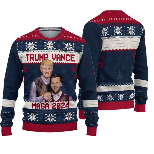 Discover Trump Vance 2024 Ugly Christmas Sweater - Holiday Humor