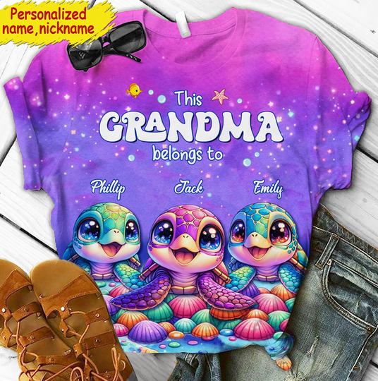 Discover This Grandma belongs to Colorful Turtle Personalized 3D T-shirt