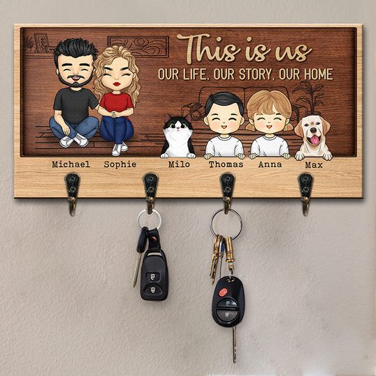 Discover Our Life Our Story Our Home - Family Custom Key Hanger, Key Holder - Gift For Family