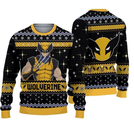 Discover Wolverine Christmas Ugly Sweater, Besties Shirt, Funny Superhero 2024 Christmas Sweater