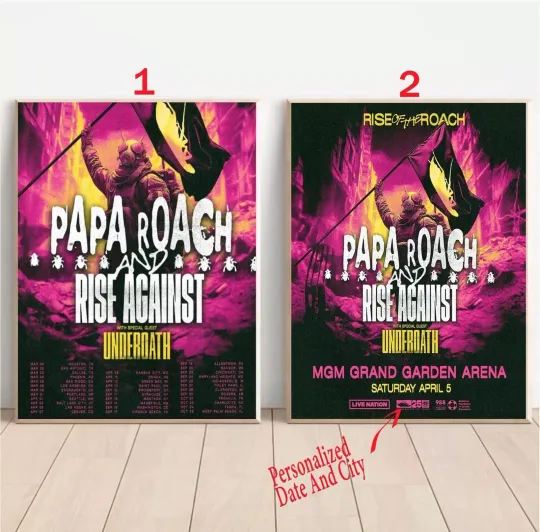 Discover Custom Papa Roach + Rise Against + Underoath Tour 2025 Poster