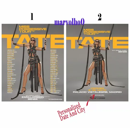 Discover Custom Tate McRae's 2025 Miss Possessive Tour Poster
