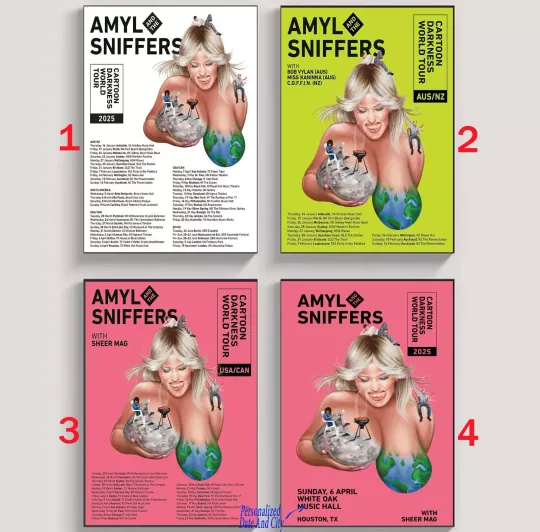 Discover Custom Amyl And The Sniffers Cartoon Darkness World Tour 2025 Poster