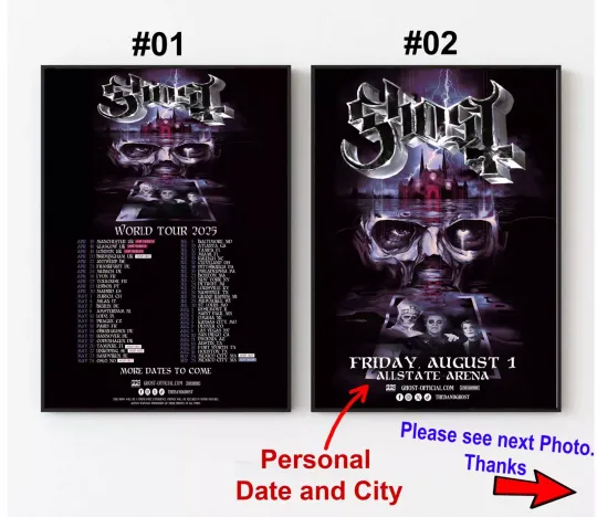 Discover Ghost Band World Tour 2025 Poster, Custom Date and City