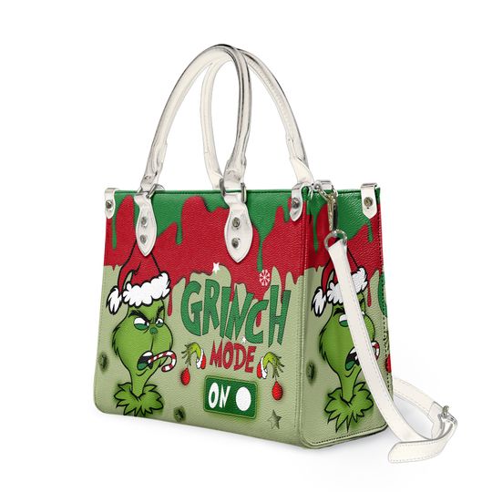 Discover Christmas funny character Mode On Handbag, Leather Christmas Handbag