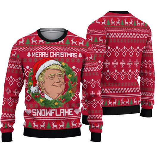 Discover Merry Christmas Snowflake Shirt, Funny Trump Santa Ugly Christmas Sweater