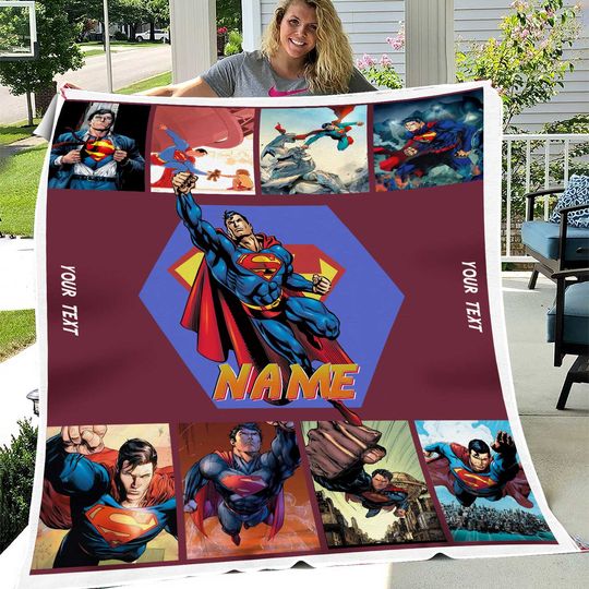 Discover Personalize Superman Plush Fleece Blanket Birthday Gift