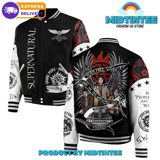 Discover Supernatural Carry On My Wayward Son Baseball Jacket