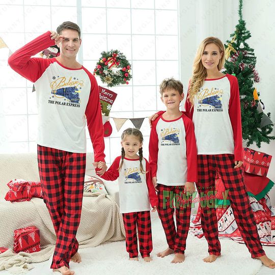 Discover The Polar Express Believe Funny Family Christmas Pajamas Set
