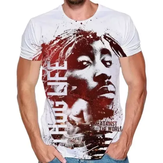 Discover 6XL Men's Tupac Shakur 2pac Legendary Rapper 3D Harajuku Printing 3D T-shirt