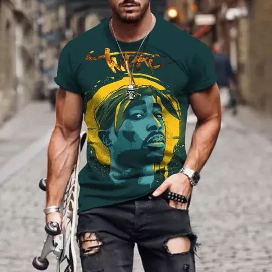 Discover 6XL Tupac Rapper 2 PAC Gangster Rap Hip Hop 3D T-shirt