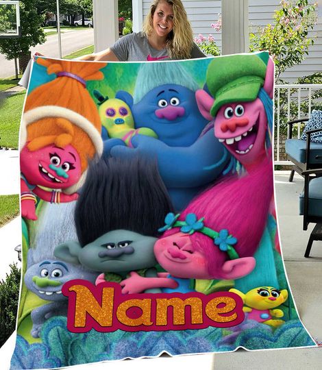 Discover Personalized Name Trolls Blanket, Trolls Birthday Blanket