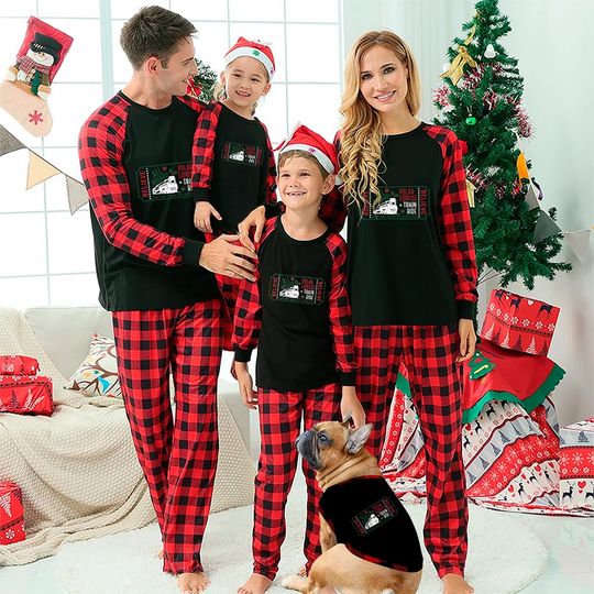 Discover Polar Express Train Ride Christmas Matching Pjs Black And Red Pajamas Set