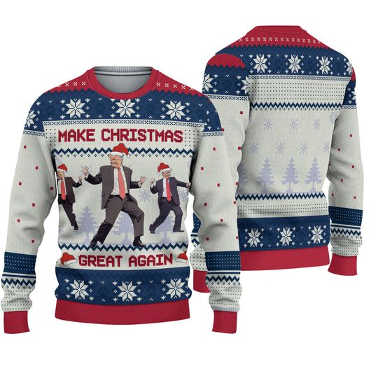 Discover Trump Christmas Ugly Sweater, Merry Christmas Great Again Ugly Sweater