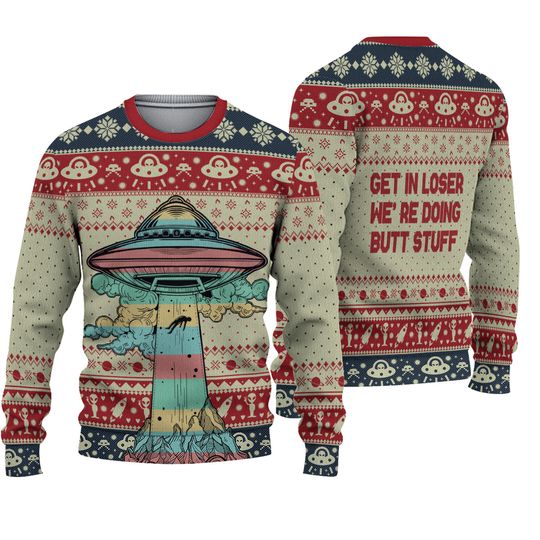 Discover Were Doing B*tt Stuff 3D All Over Printed T-shirt, Famous Alien Ugly Christmas Sweater