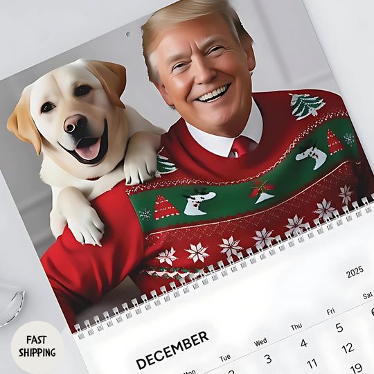 Discover 2025 Donald Trump Calendar, MAGA, Trump Dog Lover Gift