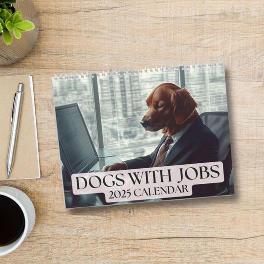 Discover Funny 2025 Dog Wall Calendar Dogs with Jobs White Elephant Dog Lover Gift Yearly Calendar