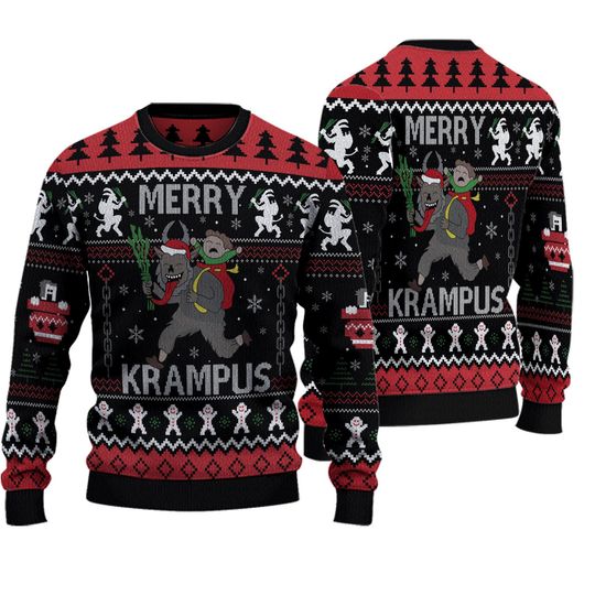 Discover Krampus Ugly Knitted Christmas Sweatshirt, Krampus Xmas Sweater, Christmas Sweater