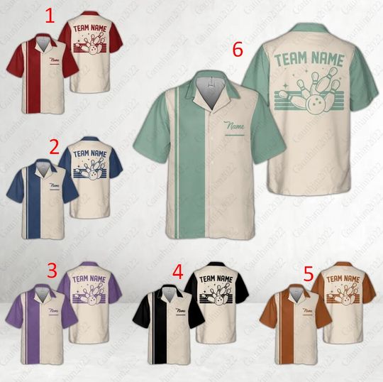 Discover Personalized Retro Bowling Hawaiian Shirt, Custom Name Bowler