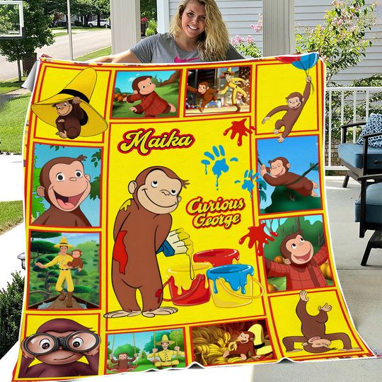 Discover Personalized Curious George Blanket Curious George Fleece Blanket