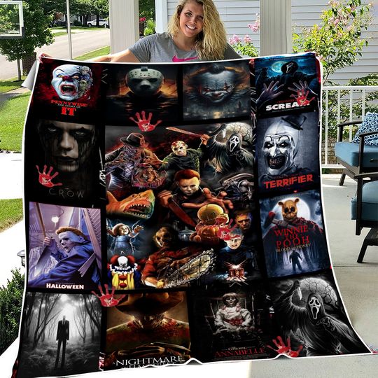 Discover Plush Fleece Blanket Horror Poster Blanket, Horror Poster Blanket