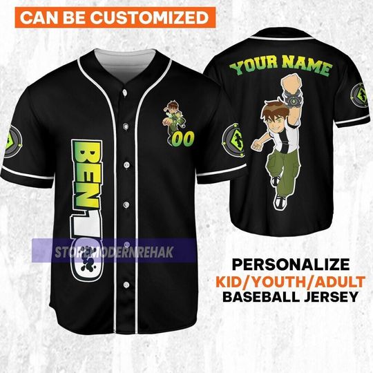Discover Personalize Ben 10 Green Black Jersey, Ben10 Birthday Boy Jersey, Cartoon Family Birthday Jersey Baseball