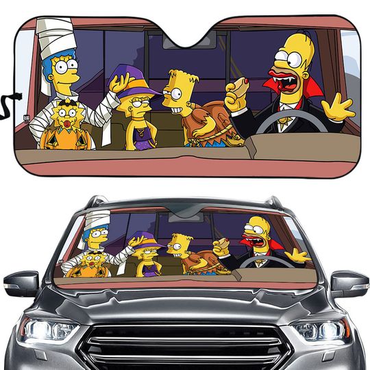 Discover The Simpsons Family Car Sun Shade, Best Gift for Fans